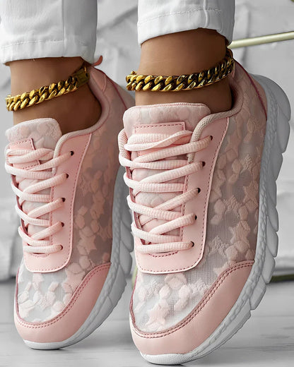 Baskets Femme Motif Floral Confortables Respirantes