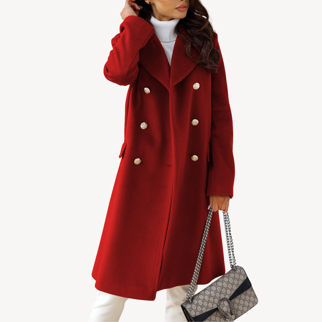 Manteau de laine pour femme élégant à double boutonnage