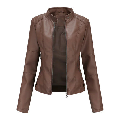 Veste en cuir femme coupe cintrée élégante