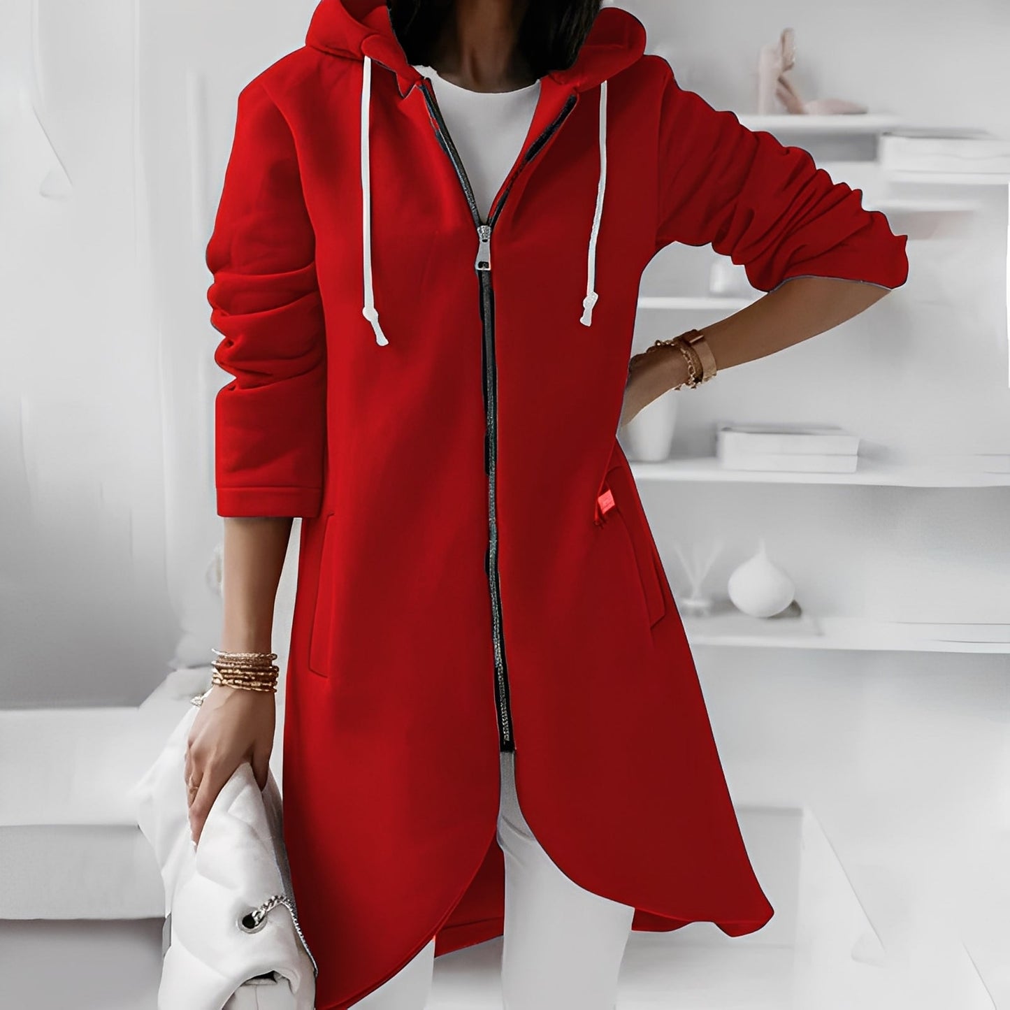 Veste longue à capuche pour femme Confortable et stylée
