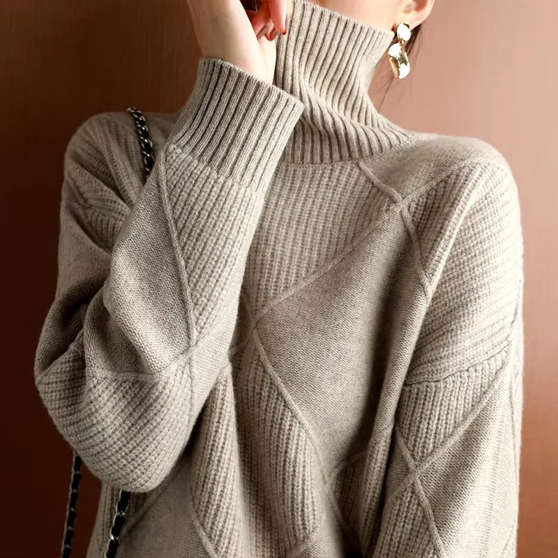 Pull en cachemire doux Col roulé Écharpe femme