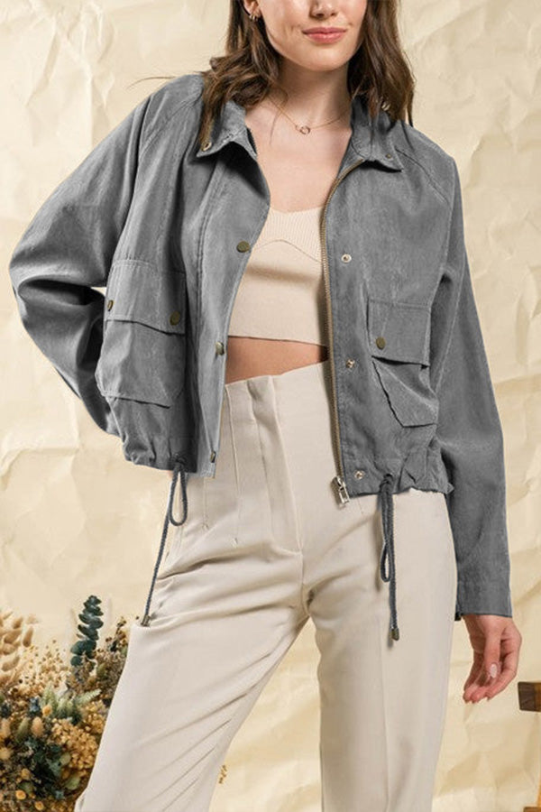 Veste à carreaux pour femme, deux poches