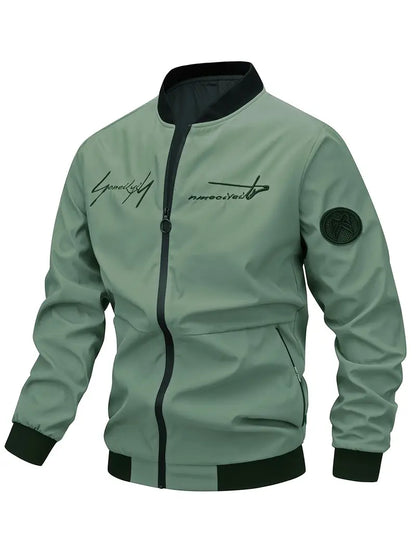 Blouson en cuir brodé pour homme élégant