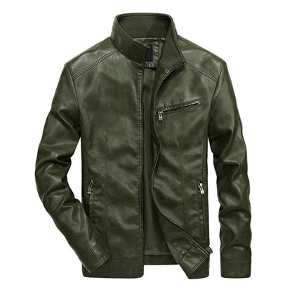 Blouson en cuir pour homme, fermeture éclair, modèle printemps