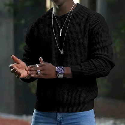 Pull pour homme à manches longues col rond avec grand motif