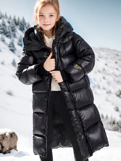Manteau d'hiver long à capuche pour fille