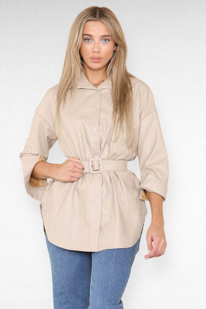 Élégante robe pour femme en similicuir avec ceinture