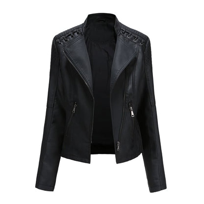 Veste en cuir souple effet peau de mouton