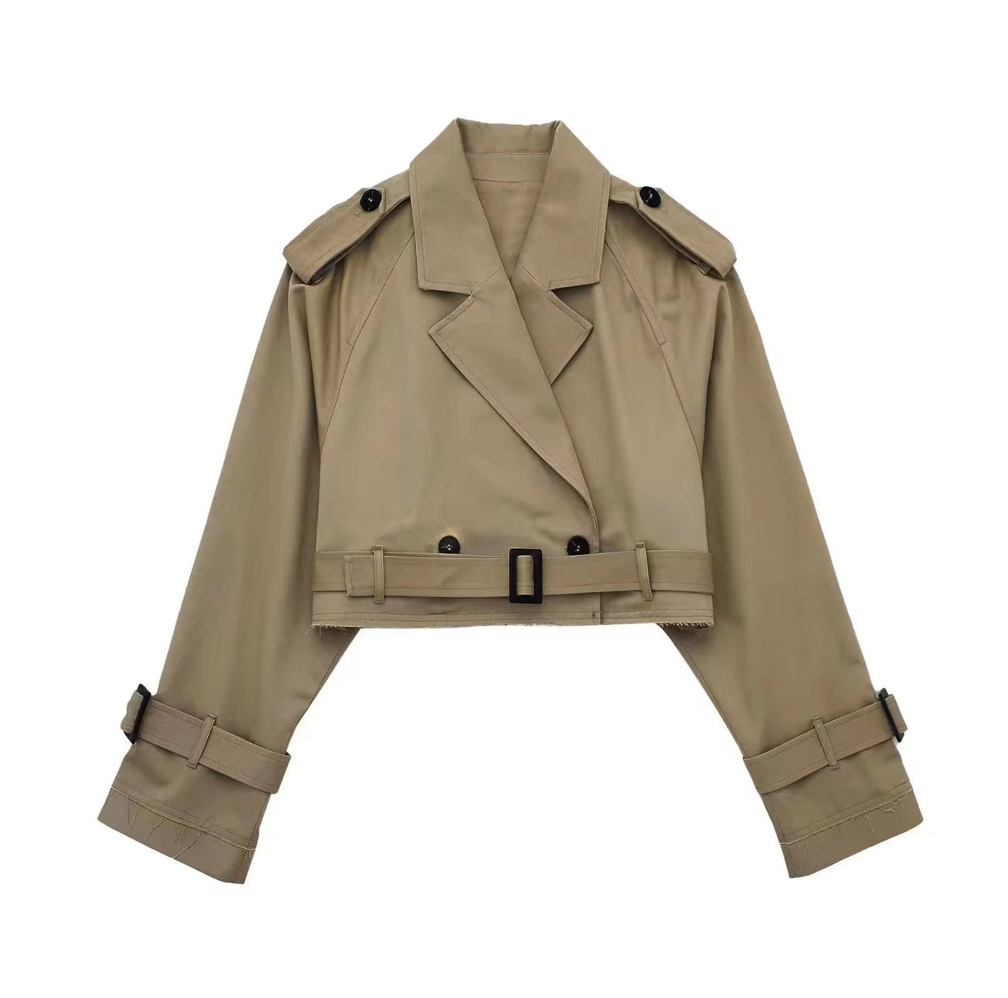 Trench-coat élégant pour femme court moderne avec ceinture