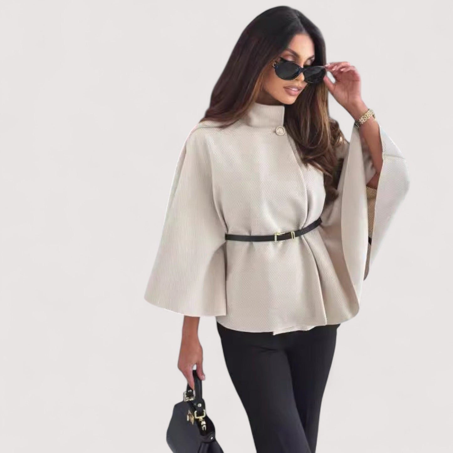 Veste élégante pour femme à motif papillon avec ceinture