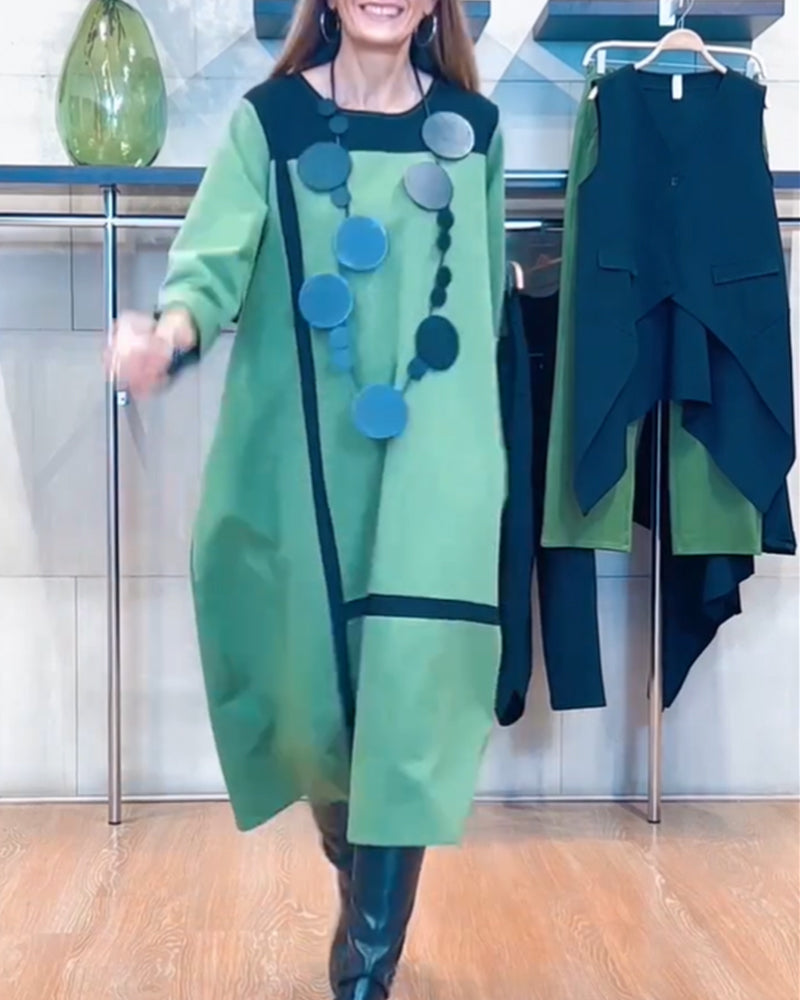 Robe élégante à rayures verticales et design chic