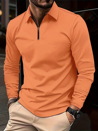Chemise décontractée à manches longues, motif gaufré, col en V