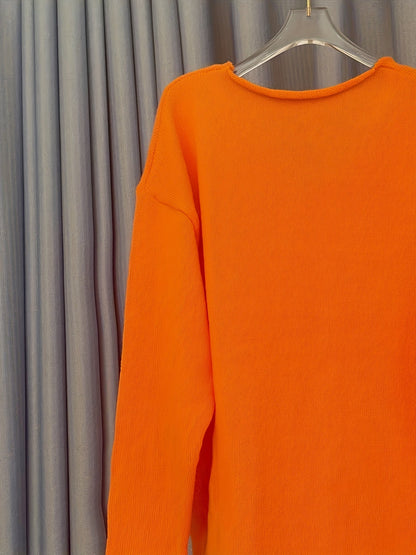 Damen Oversize Pullover V-Ausschnitt Muster - IdealeKleiden