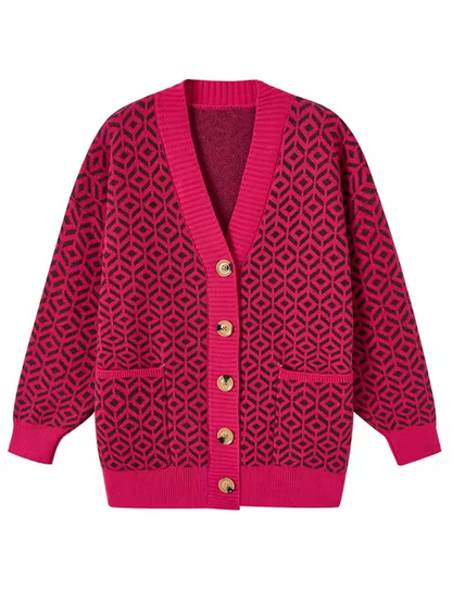 Gilet en maille stylé Motif géométrique Boutons