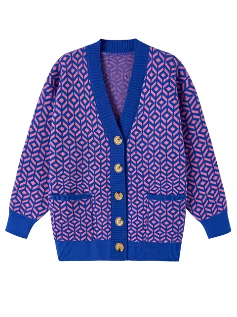 Gilet en maille stylé Motif géométrique Boutons