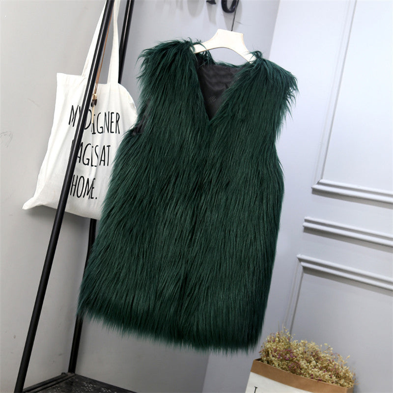 Gilet femme fausse fourrure oversize élégant
