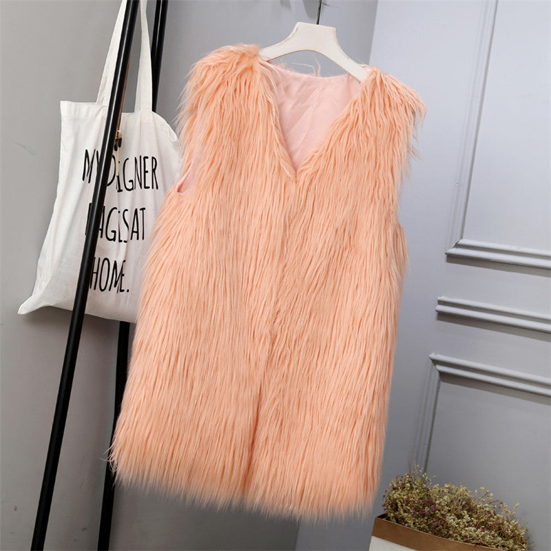 Gilet femme fausse fourrure oversize élégant
