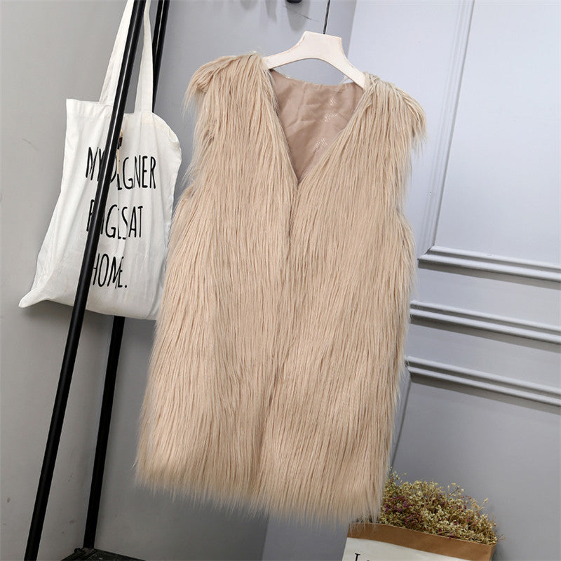 Gilet femme fausse fourrure oversize élégant