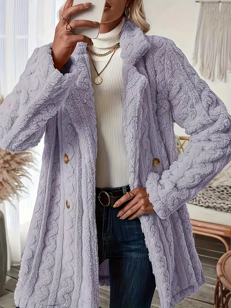 Manteau doux et chaud à manches longues uni