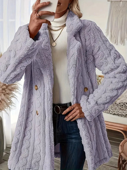 Manteau doux et chaud à manches longues uni