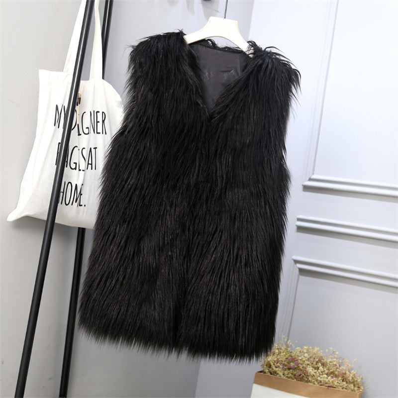 Gilet femme fausse fourrure oversize élégant