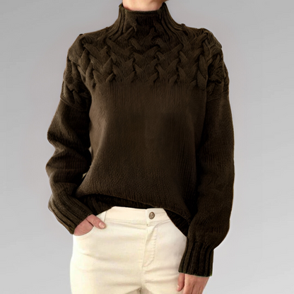 Pull roulé femme motif torsadé