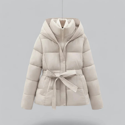 Doudoune stylée femme ceinture capuche