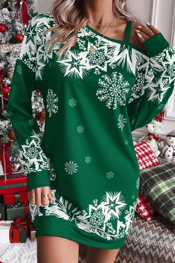 Robe sweat flocons de neige de Noël Coupe décontractée