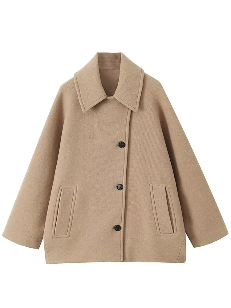 Große Größen Jacke Mit Umklappbarem Kragen - IdealeKleiden