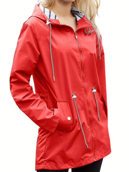 Robe d'automne chaude | Sweat à capuche imperméable pour femme jusqu'aux genoux