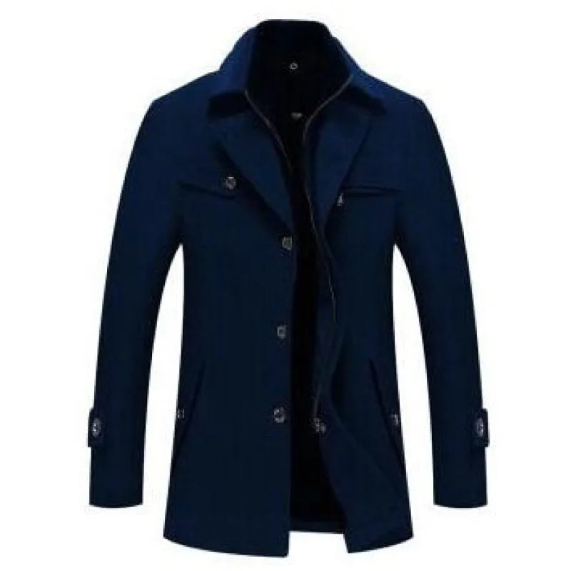 Manteau long en laine pour homme avec double fermeture éclair d'hiver