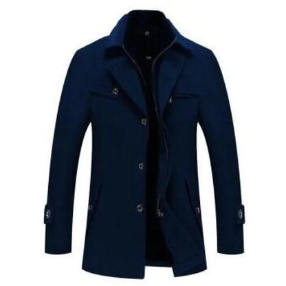 Manteau long en laine pour homme avec double fermeture éclair d'hiver