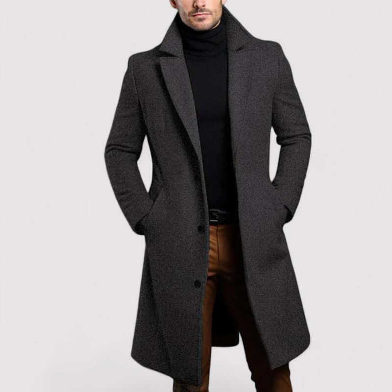 Manteau d'hiver long et chaud pour homme en laine