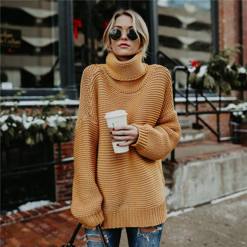 Pull doux pour femme col montant aspect tricot