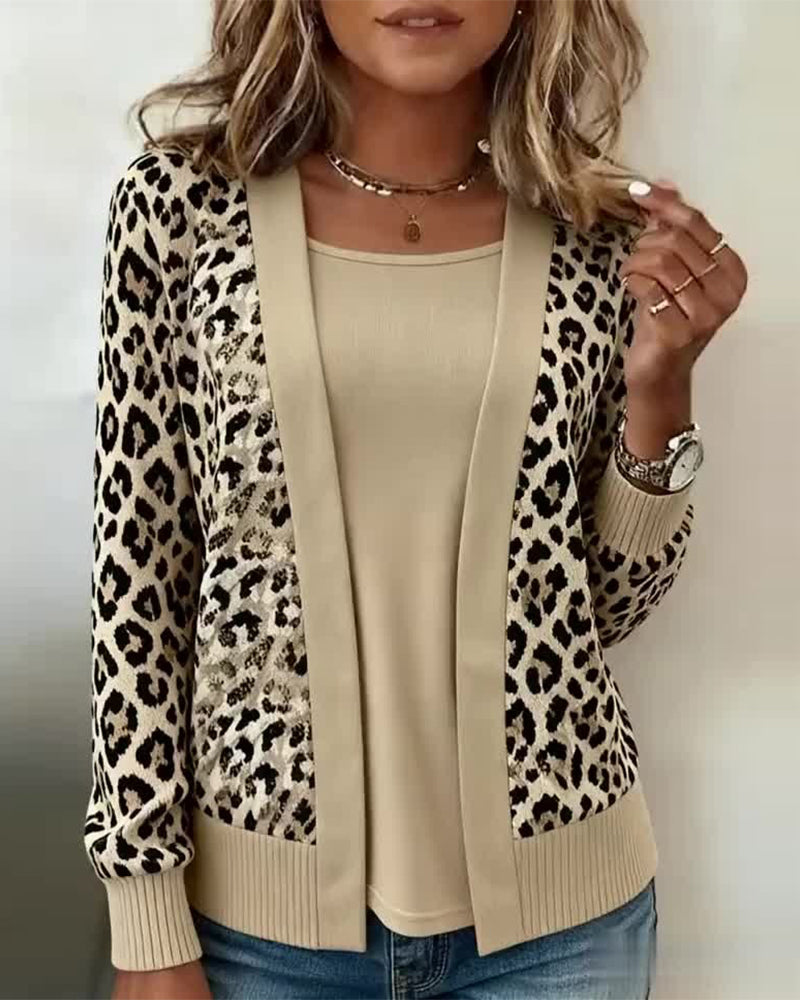 Vêtements stylés | Effet faux deux-pièces imprimé léopard