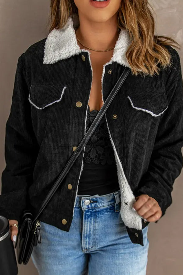 Veste en velours côtelé homme Patchwork en agneau élégant