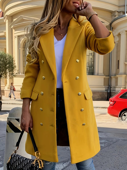 Manteau long élégant jaune pour femme