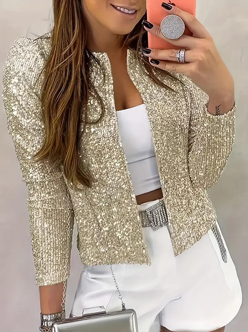 Blazer de printemps élégant col rond pour femme