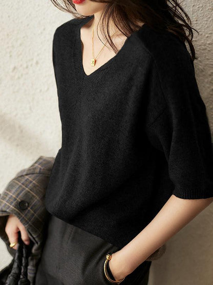 Pull doux pour femme en cachemire élégant col en V