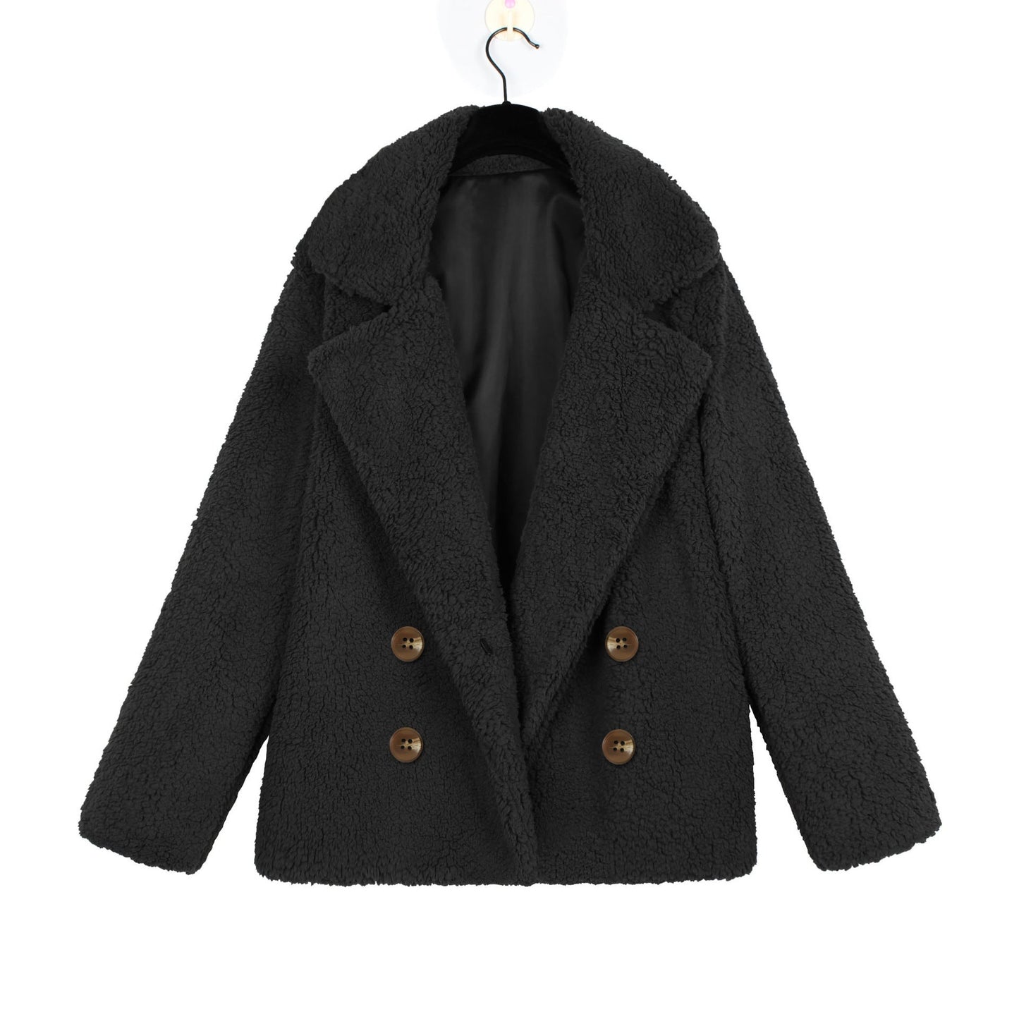 Veste bouclée femme Douce Double boutonnage Élégante