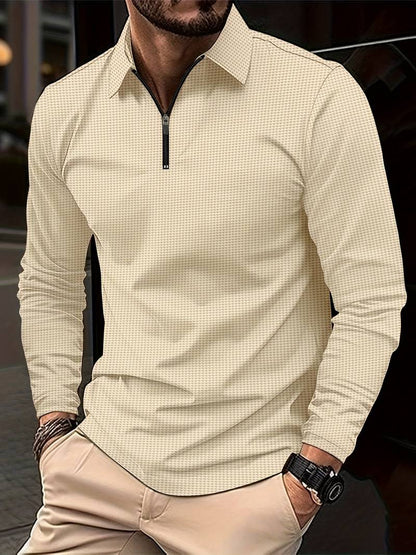 Chemise décontractée à manches longues, motif gaufré, col en V