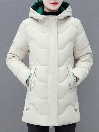 Veste d'hiver mi-longue rembourrée chaude pour femmes