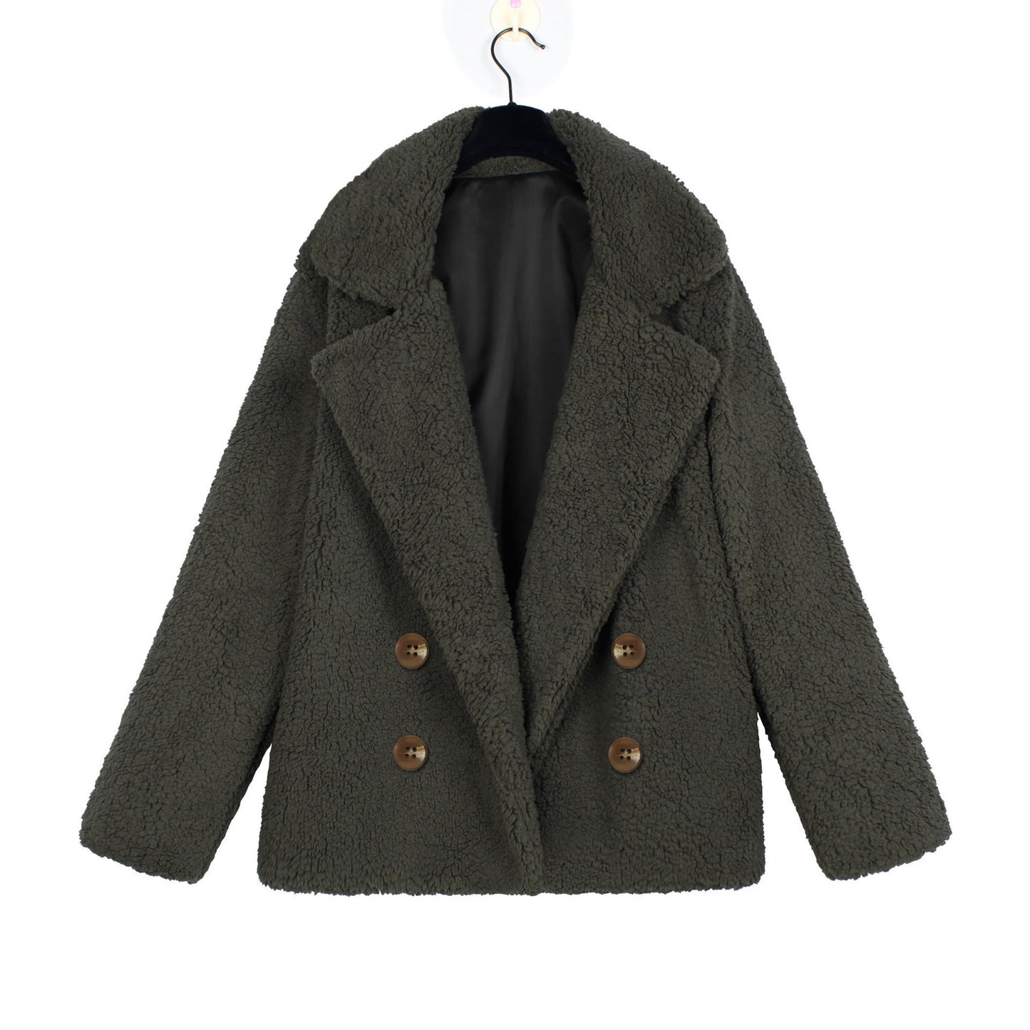 Veste bouclée femme Douce Double boutonnage Élégante