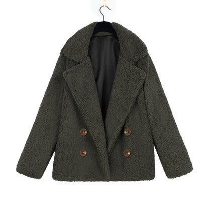 Veste bouclée femme Douce Double boutonnage Élégante