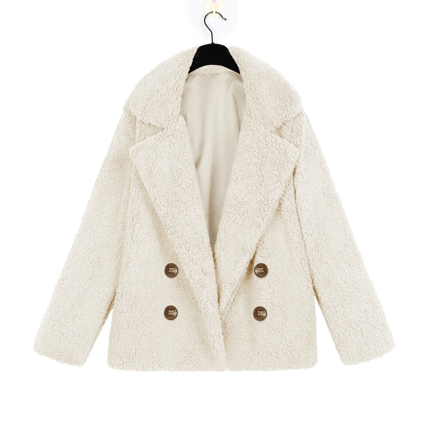 Veste bouclée femme Douce Double boutonnage Élégante