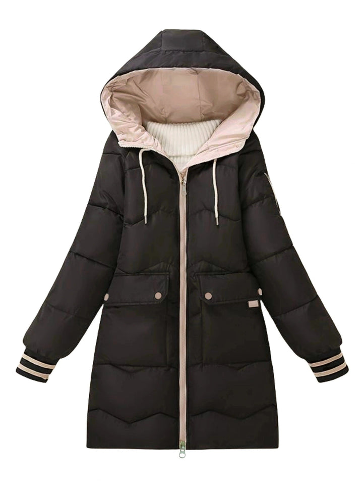 Warme Winterjacke Damen Lässig Kapuze - IdealeKleiden