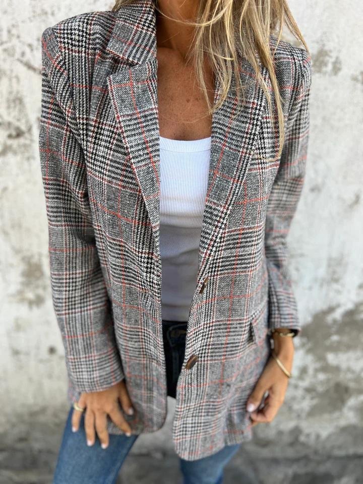 Blazer d'hiver stylé à carreaux pour femme