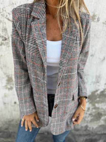 Blazer d'hiver stylé à carreaux pour femme