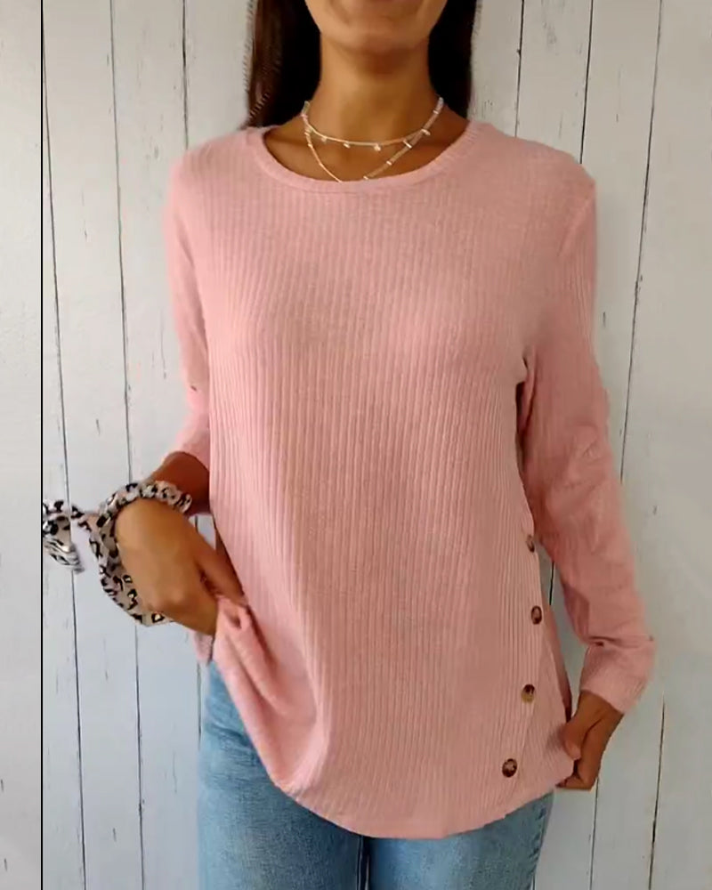 Haut en maille doux à col rond pour femme