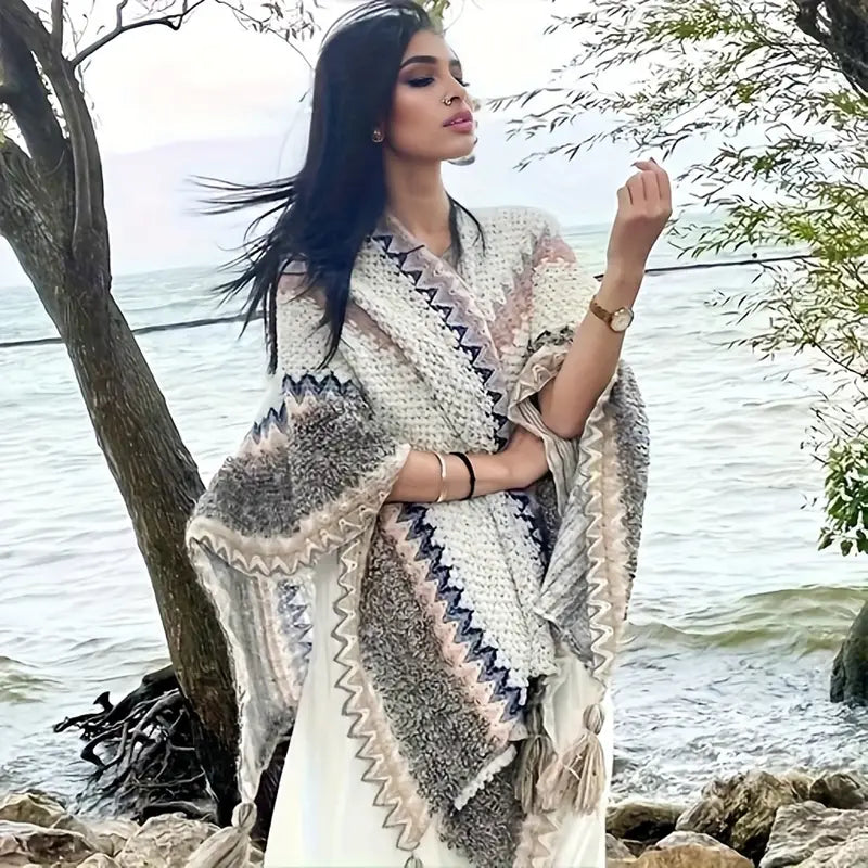 Châle Poncho Hiver Chaud